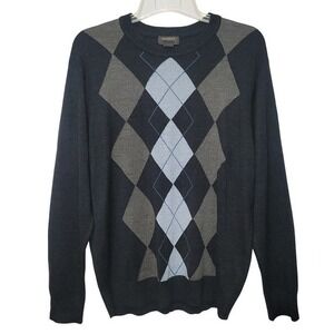 Dockers Men Argyle Crewneck‎ Sage Sweater XL Preppy Retro Old Money Smart Casual